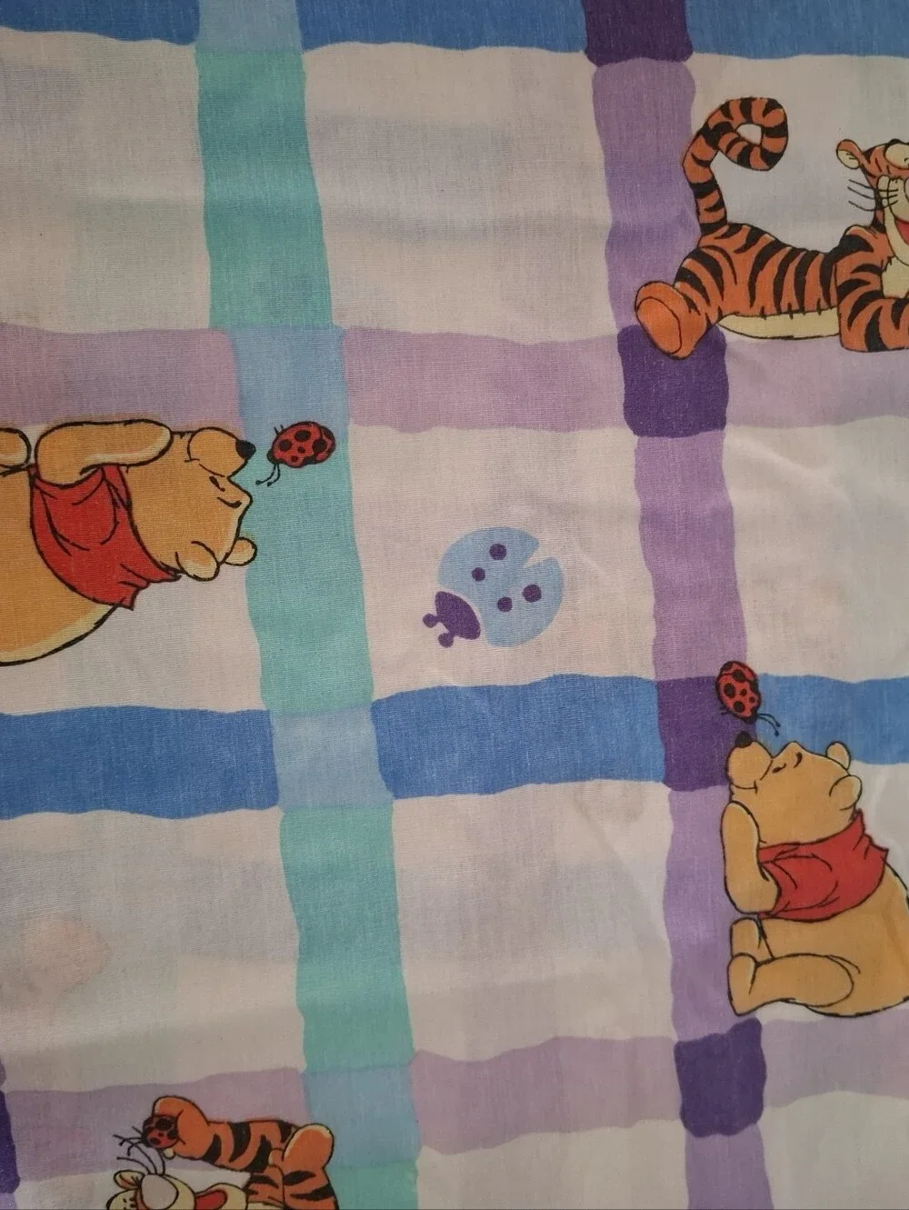 Vtg Disney Pooh & Tigger Top & Fitted Sheets Full Size Cotton Blend Made In USA